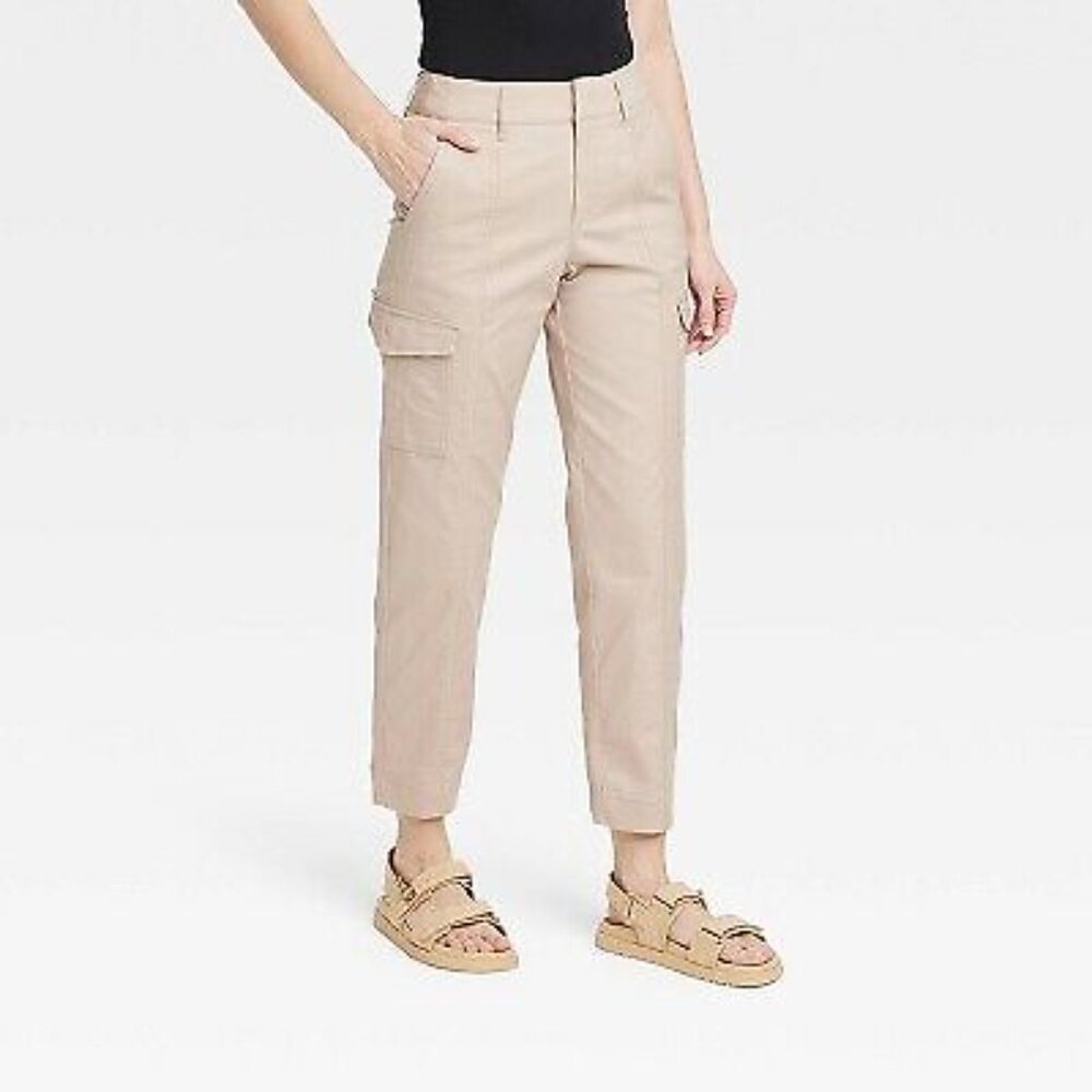 Women's A New Day Effortless Chino Cargo Pants Size 10 Tan Beige Utility Casual